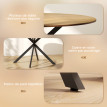 Table ronde bois piètement croisé PEGGY aspect chêne et noir