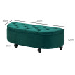 Pouf de rangement capitonné demi-cercle ALICIA vert émeraude