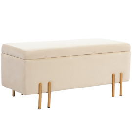 Grand coffre de rangement design DONA velours beige
