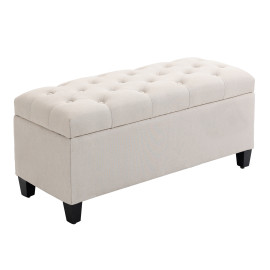 Coffre de rangement style Chesterfield MEGAN beige clair