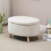 Pouf coffre de rangement piètement bois velours CAMILLE beige