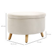 Pouf coffre de rangement piètement bois velours CAMILLE beige