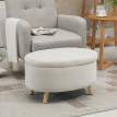 Pouf coffre de rangement piètement bois velours CAMILLE beige