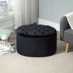 Pouf ovale style Chesterfield velours ELODIE noir