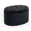 Pouf ovale style Chesterfield velours ELODIE noir