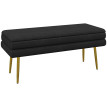 Banquette coffre de rangement ELISA velours noir et doré