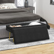 Banquette coffre de rangement ELISA velours noir et doré