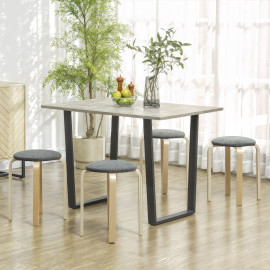Lot de 4 tabourets empilables CALIM gris et bois naturel
