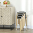 Lot de 4 tabourets empilables CALIM gris et bois naturel