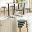 Lot de 4 tabourets empilables CALIM gris et bois naturel