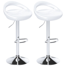 Lot de 2 tabourets de bar pivotant repose-pieds ALADIE blanc