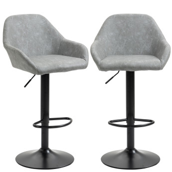 Lot de 2 tabourets de bar design effet vieilli COLINE gris et noir