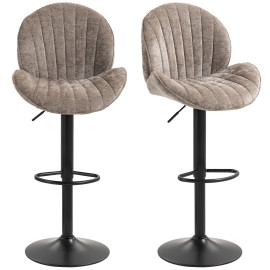 Lot de 2 tabourets de bar design coquillage NOEMIE marron et noir