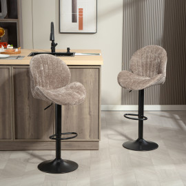 Lot de 2 tabourets de bar design coquillage NOEMIE marron et noir