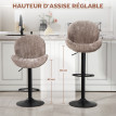 Lot de 2 tabourets de bar design coquillage NOEMIE marron et noir