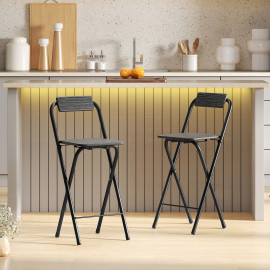 Lot de 2 tabourets de bar pliants SHARON noir