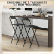 Lot de 2 tabourets de bar pliants SHARON noir