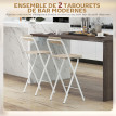 Lot de 2 tabourets de bar pliants ELOÏSE blanc et bois clair