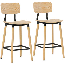 Lot de 2 chaises de bar style nordique ADRIEN effet bois