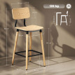 Lot de 2 chaises de bar style nordique ADRIEN effet bois