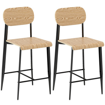 Lot de 2 chaises de bar design EMILE effet bois clair