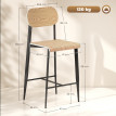 Lot de 2 chaises de bar design EMILE effet bois clair