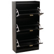 Armoire à chaussures HWC-O39 meuble à chaussures 3 compartiments rabattables MDF mélaminé métal 117 x 60 x 24 cm -
