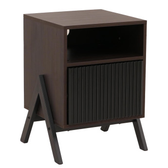 Table de chevet HWC-O40 commode table d'appoint armoire tiroir MDF métal mélamine 59 x 40 x 40 cm - aspect noyer