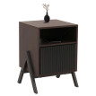 Table de chevet HWC-O40 commode table d'appoint armoire tiroir MDF métal mélamine 59 x 40 x 40 cm - aspect noyer