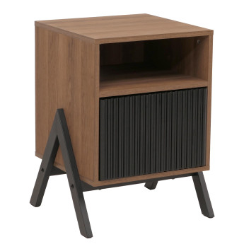 Table de chevet HWC-O40 commode table d'appoint armoire tiroir MDF métal mélamine 59 x 40 x 40 cm - naturel