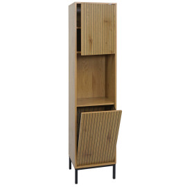 Armoire haute HWC-O42 armoire de salle de bain étagère de salle de bain compartiments de rangement panier à linge M