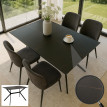 Table de salle à manger HWC-O58 table à manger en pierre frittée métallique aspect marbre 120 cm - noir-or
