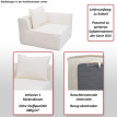 Élément d'angle/accessoire pour canapé HWC-O54 fauteuil lounge Fauteuil rembourré Accoudoir tissu/textile (300 g/m2)
