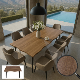 Table de salle à manger HWC-O60 table à rallonges fer MDF extensible 120-180 cm - aspect chêne clair