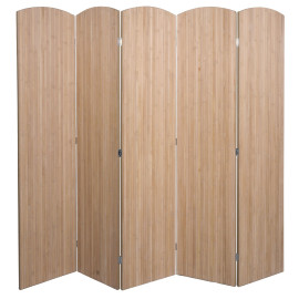Paravent en bambou HWC-O30 cloison de séparation pare-vue pliable 5 panneaux 170 x 204 cm