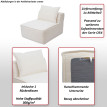 Fauteuil/accessoires pour canapé HWC-O54 fauteuil lounge partie centrale rembourrée tissu/textile (300 g/m2) 63 x 75