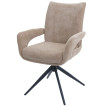 Chaise de salle à manger HWC-O78 chaise de cuisine pivotante avec retour automatique tissu/textile chenille (310 g/m2