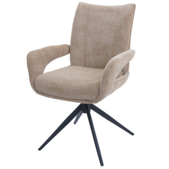 Chaise de salle à manger HWC-O78 chaise de cuisine pivotante avec retour automatique tissu/textile chenille (310 g/m2