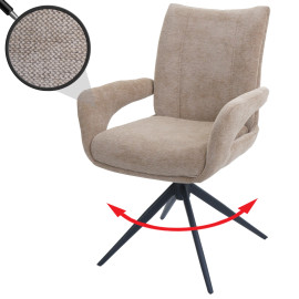 Chaise de salle à manger HWC-O78 chaise de cuisine pivotante avec retour automatique tissu/textile chenille (310 g/m2