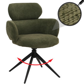 Chaise de salle à manger HWC-O77 chaise de cuisine rembourrée pivotante avec retour automatique tissu (310 g/m2) chen