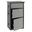 Boîte à colis HWC-O51 boîte à colis boîte à lettres boîte aux lettres à 3 compartiments acier 89 x 49 x 38 cm - gris