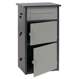 Boîte à colis HWC-O51 boîte à colis boîte à lettres boîte aux lettres à 3 compartiments acier 89 x 49 x 38 cm - gris