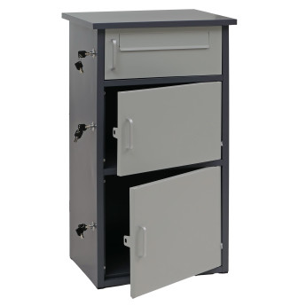 Boîte à colis HWC-O51 boîte à colis boîte à lettres boîte aux lettres à 3 compartiments acier 89 x 49 x 38 cm - gris