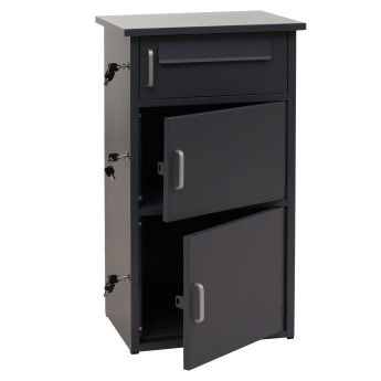 Boîte à colis HWC-O51 boîte à colis boîte à lettres boîte aux lettres à 3 compartiments acier 89 x 49 x 38 cm - gris