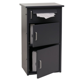 Boîte à colis HWC-O51 boîte à colis boîte à lettres boîte aux lettres à 3 compartiments acier 89 x 49 x 38 cm - gris
