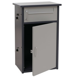 Boîte à colis HWC-O51 boîte à colis casier à colis boîte aux lettres 2 compartiments acier 78 x 49 x 38 cm - gris fo