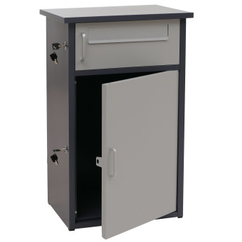 Boîte à colis HWC-O51 boîte à colis casier à colis boîte aux lettres 2 compartiments acier 78 x 49 x 38 cm - gris fo