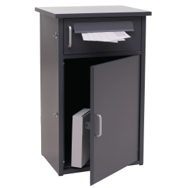 Boîte à colis HWC-O51 boîte à colis casier à colis boîte aux lettres 2 compartiments acier 78 x 49 x 38 cm - gris fo