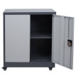 Armoire à dossiers HWC-O50 armoire de bureau en acier avec roulettes 2 portes verrouillables acier 98x80x40cm - gris
