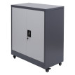 Armoire à dossiers HWC-O50 armoire de bureau en acier avec roulettes 2 portes verrouillables acier 98x80x40cm - gris